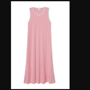 Lake Pajamas Pima Midi Tank Gown In Hibiscus - XXS